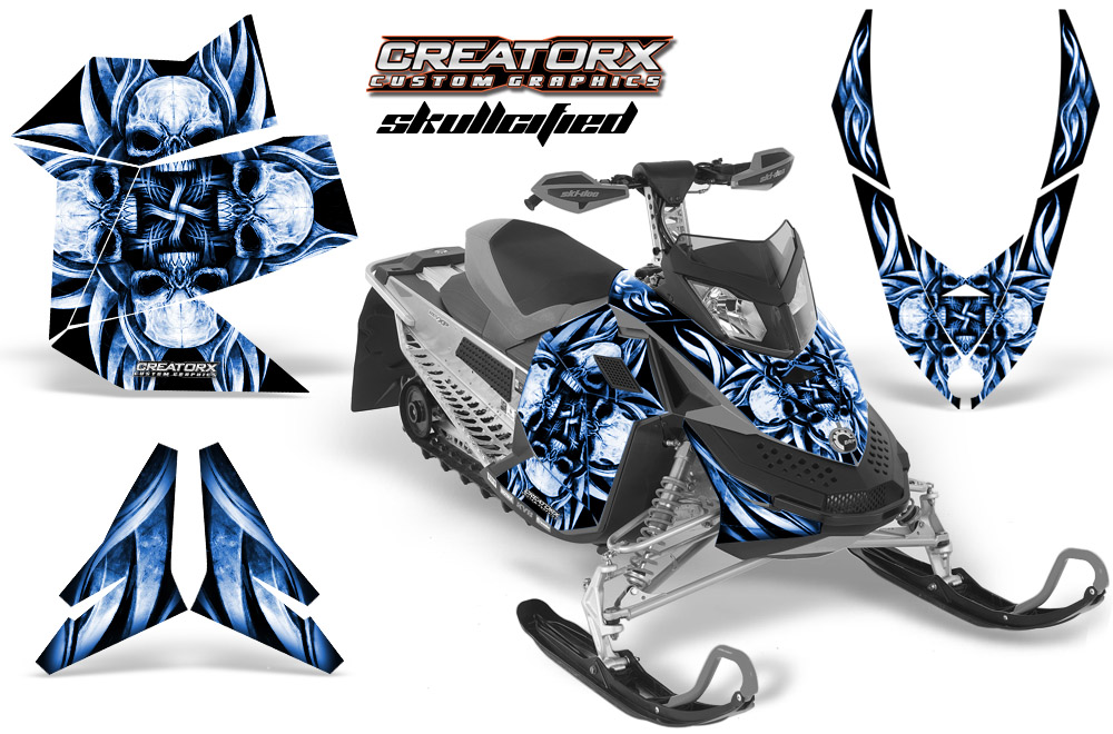 Skidoo REV XP Graphics Kit Skullcified Blue